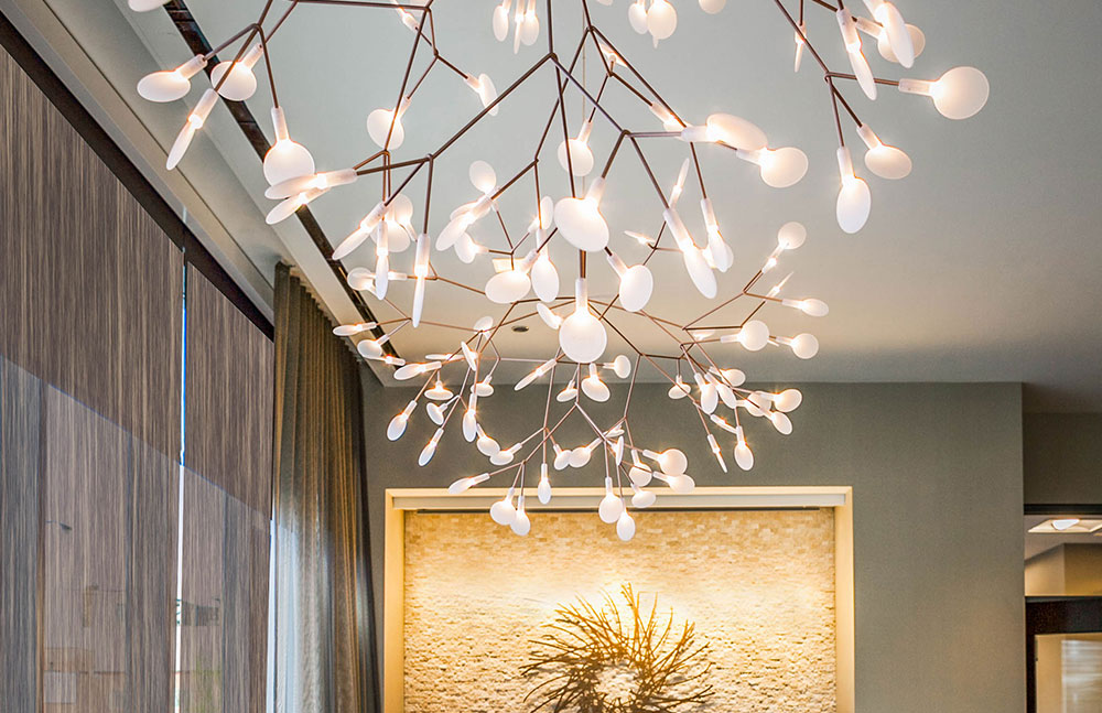 Decorative details in the coffee bar area